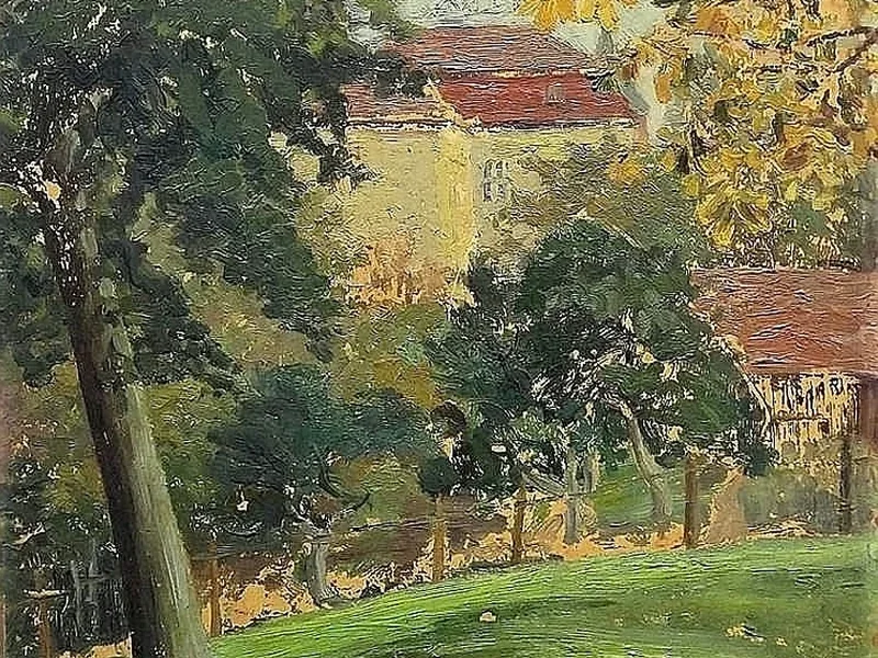 1870-Moritz Heymann - Vista su un cortile